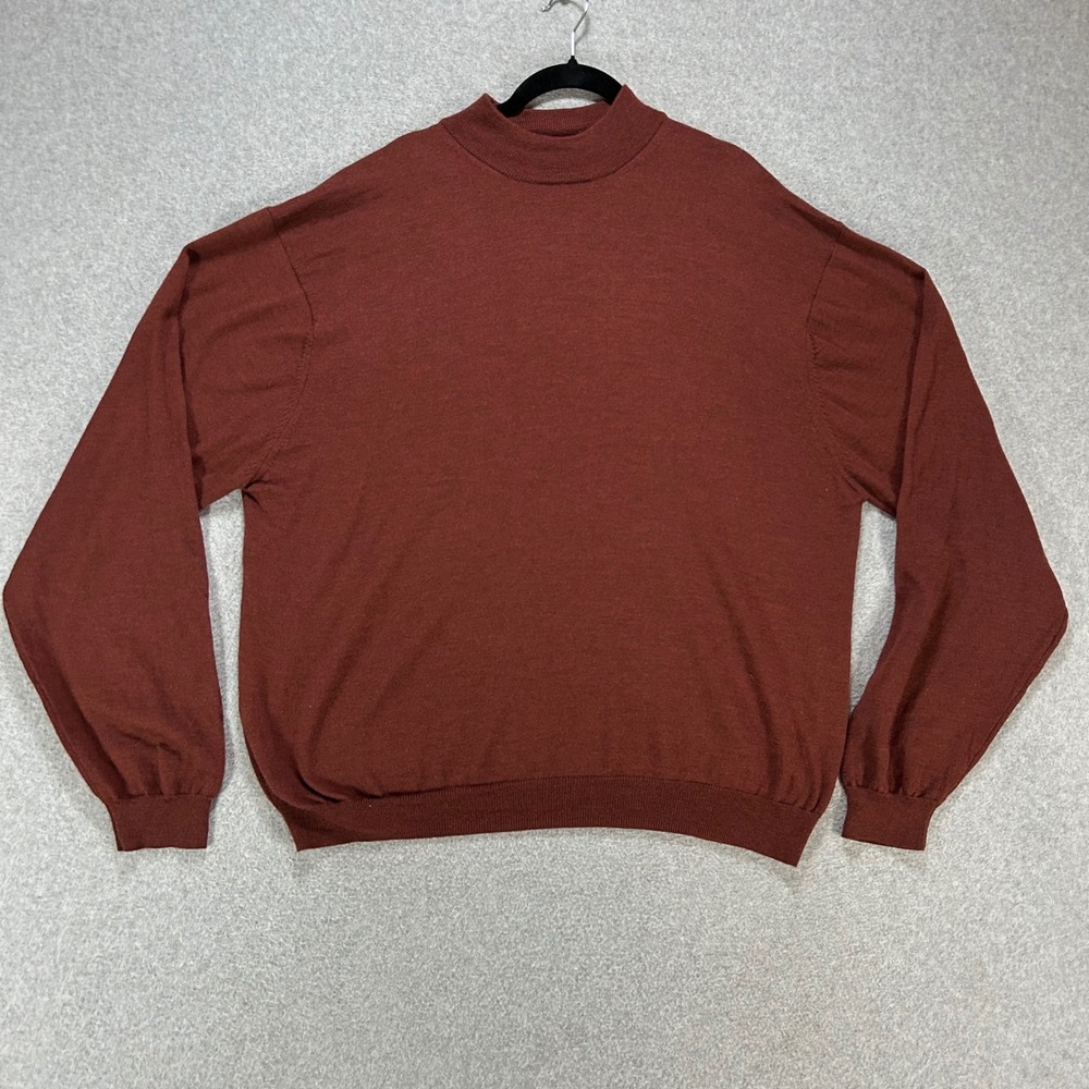 Pronto Uomo Sweater Mock Neck Mens XXL Burgundy Merino Wool Minimalist Classic